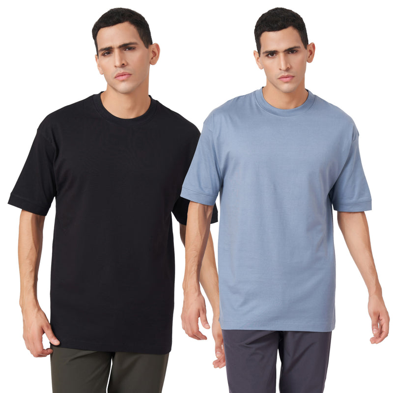 Solid Round Neck Oversized T-shirt Combo