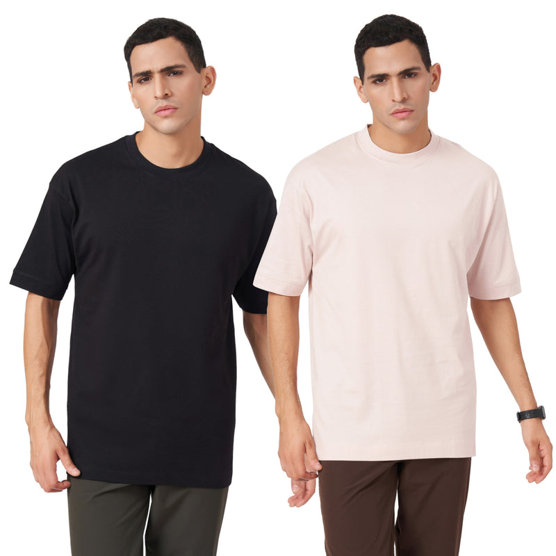 Solid Round Neck Oversized T-shirt Combo