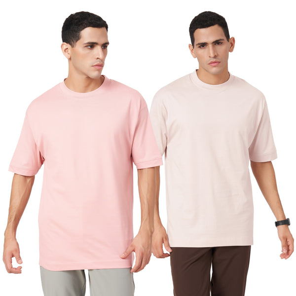 Solid Round Neck Oversized T-shirt Combo