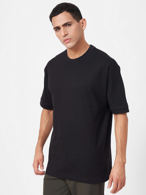 Round Neck Solid Half Sleeve Oversized T Shirt