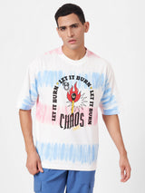 White Printed Half Sleeve Tie Dye T-shirt