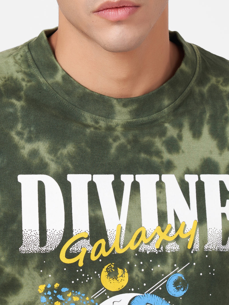 Creamy Green Round Neck Tie-Dye T-shirt