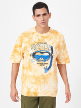 Yellow Round Neck Tie Dye T-shirt