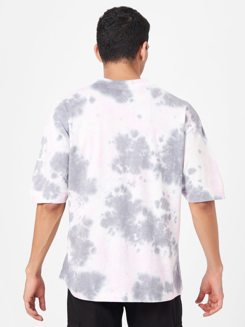 Beige Printed Half Sleeve Tie-Dye T-shirt