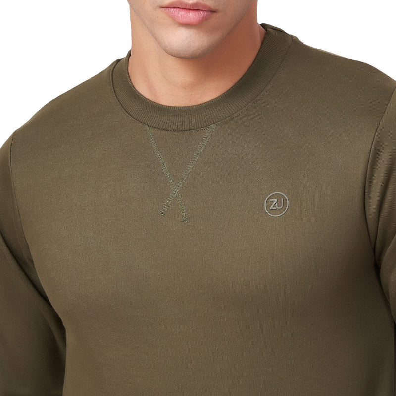 100% Cotton Round Neck Solid Regular Fit Full Sleeve Sweatshirt