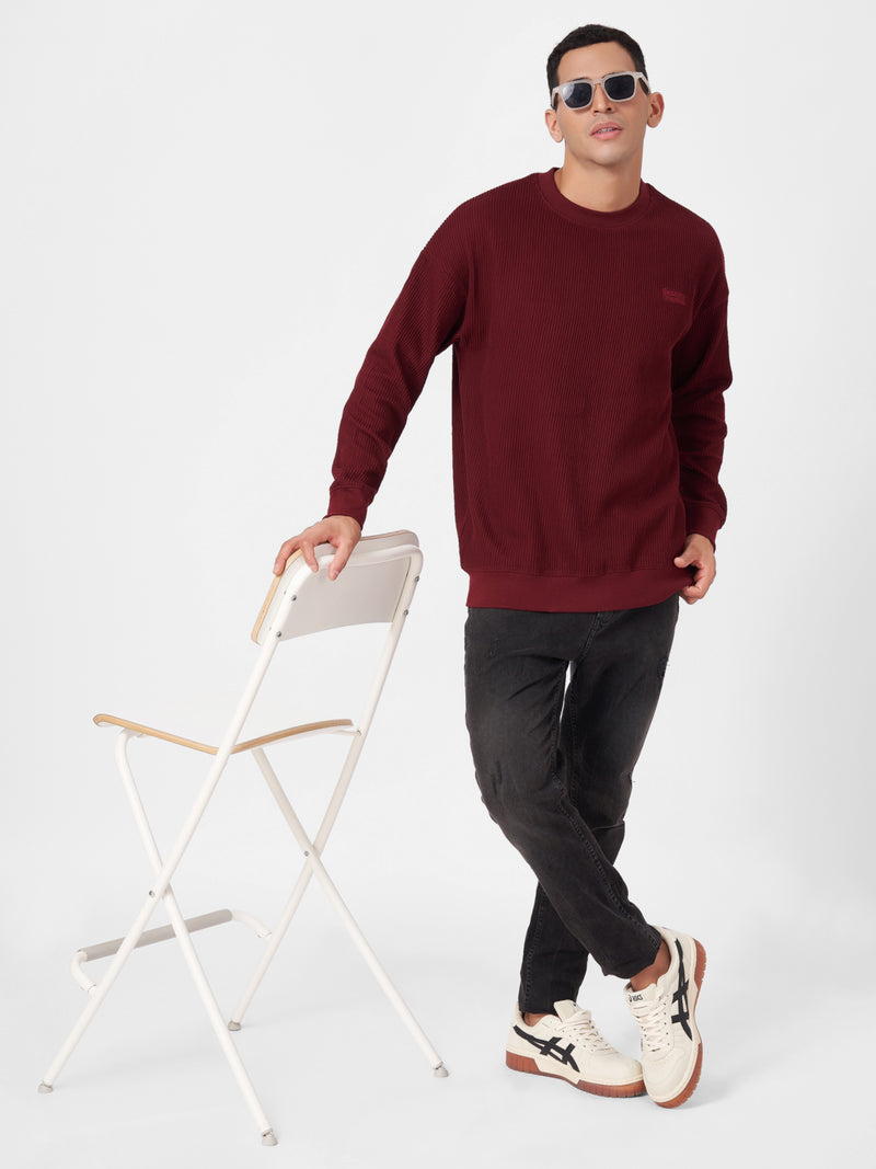 100% Cotton Buck Knit Full Sleeve Round Neck Sweatshirt