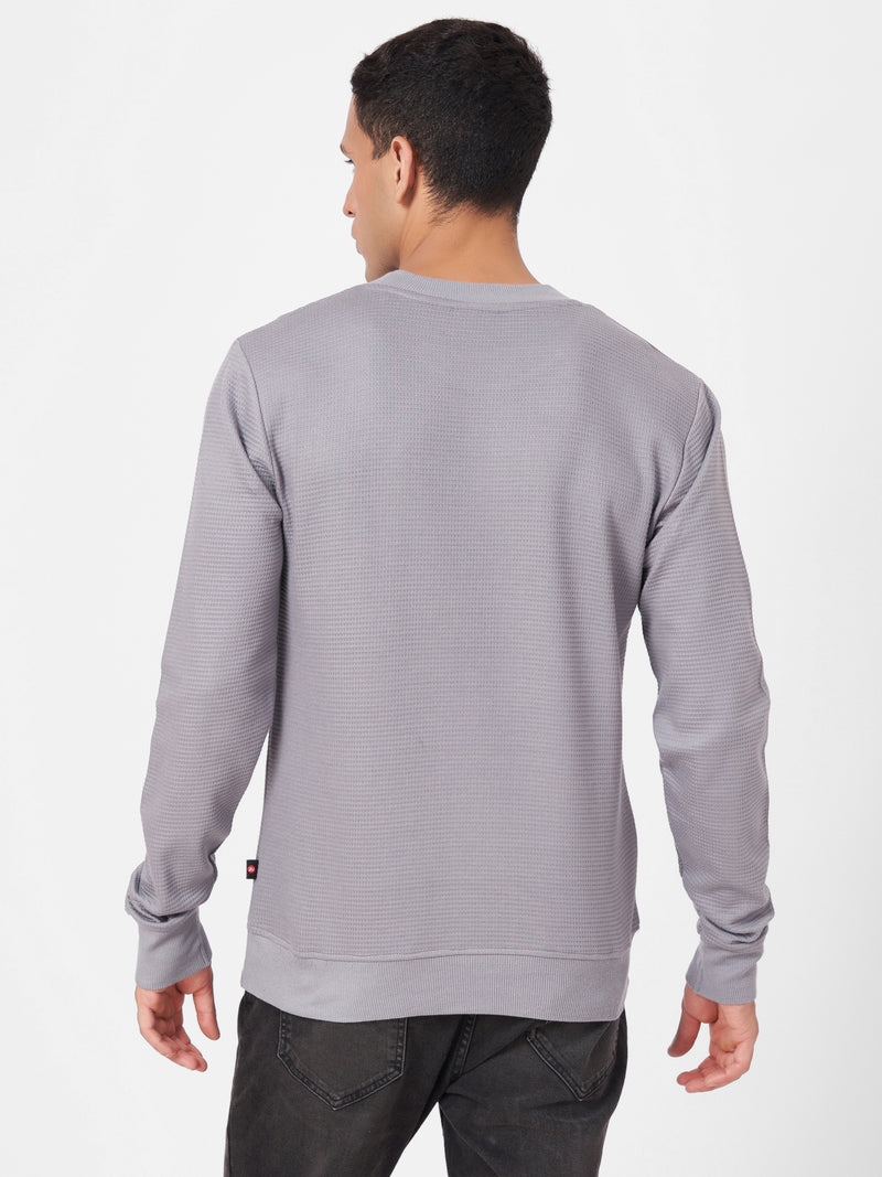 100% Cotton Waffle Knit Full Sleeve Round Neck Sweatshirt