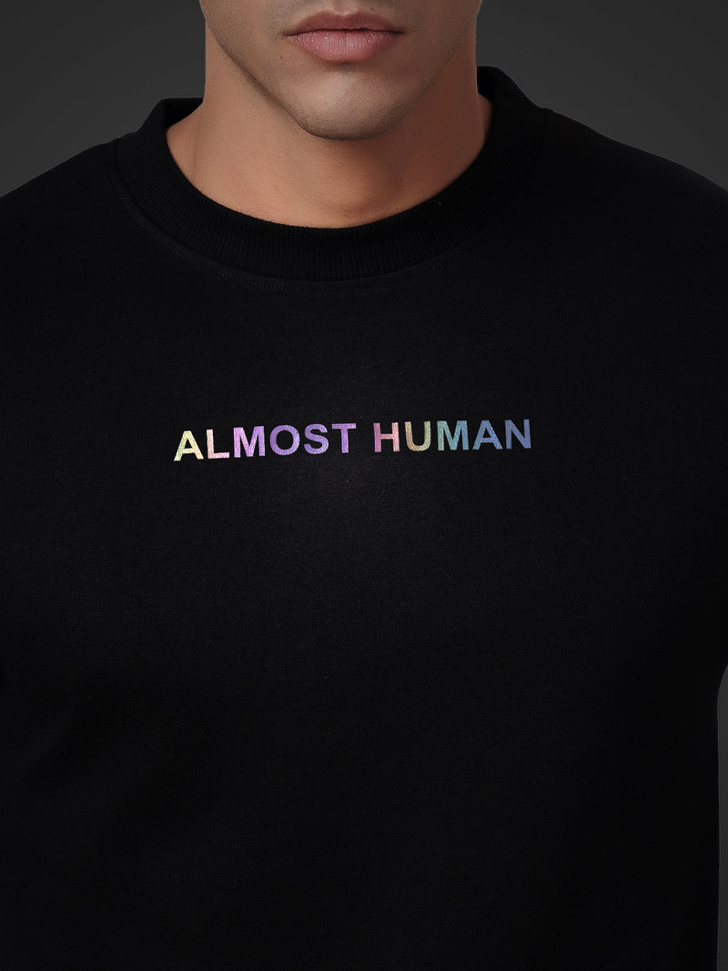 Interlock Full Sleeves Oversized Round Neck Holographic T Shirt