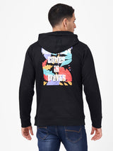 Dark Black Printed Full Sleeve Hoodie