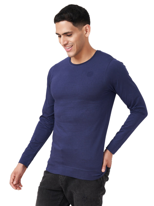 100 % Cotton Round Neck Solid Regular Full Sleeve T-Shirt