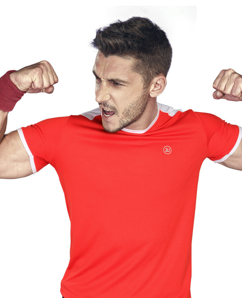 ZU Men's Half Sleeves Sports Gym T-Shirt