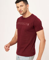 ZU Men's Half Sleeves Beehive Letter Printed T-Shirt