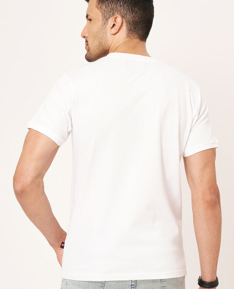 ZU Men's Half Sleeves Beehive Letter Printed T-Shirt