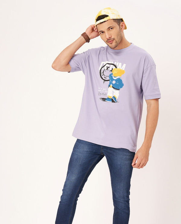   White Graphic Printed T-shirt With Dark Blue Jeans