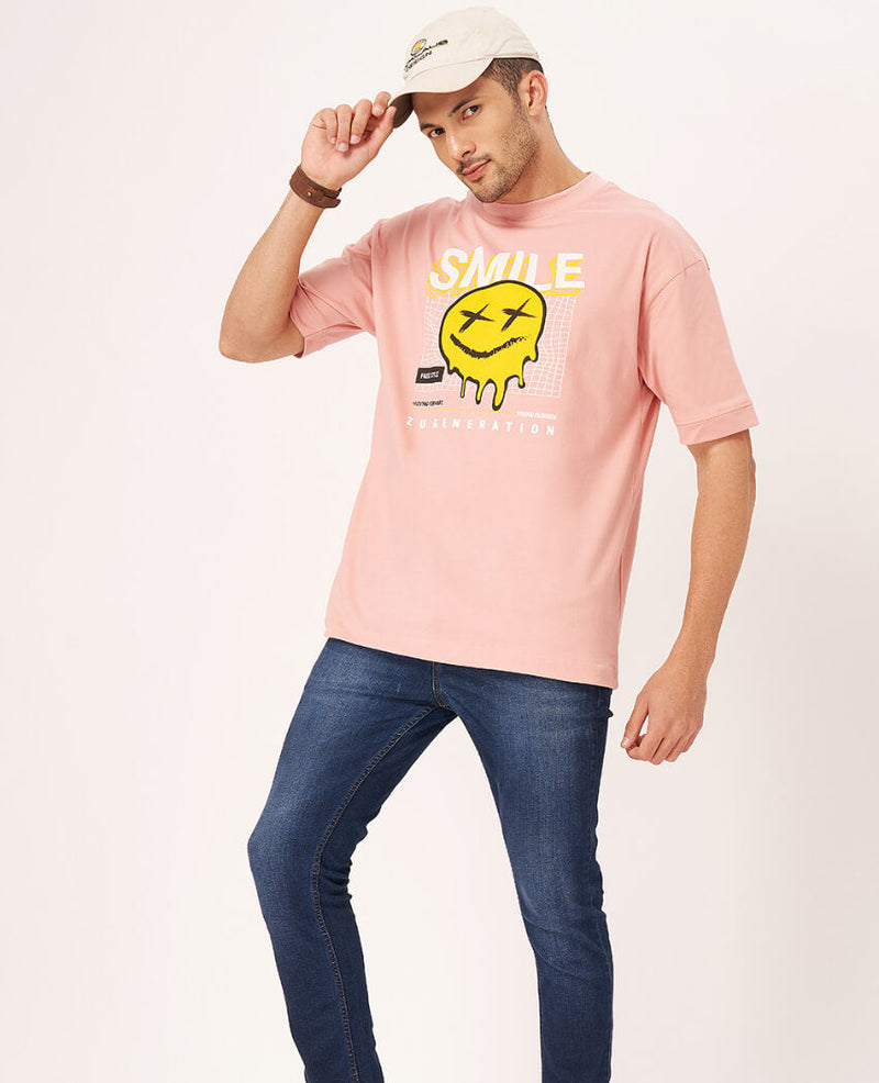 Baby Pink Round Neck Oversized T-Shirt