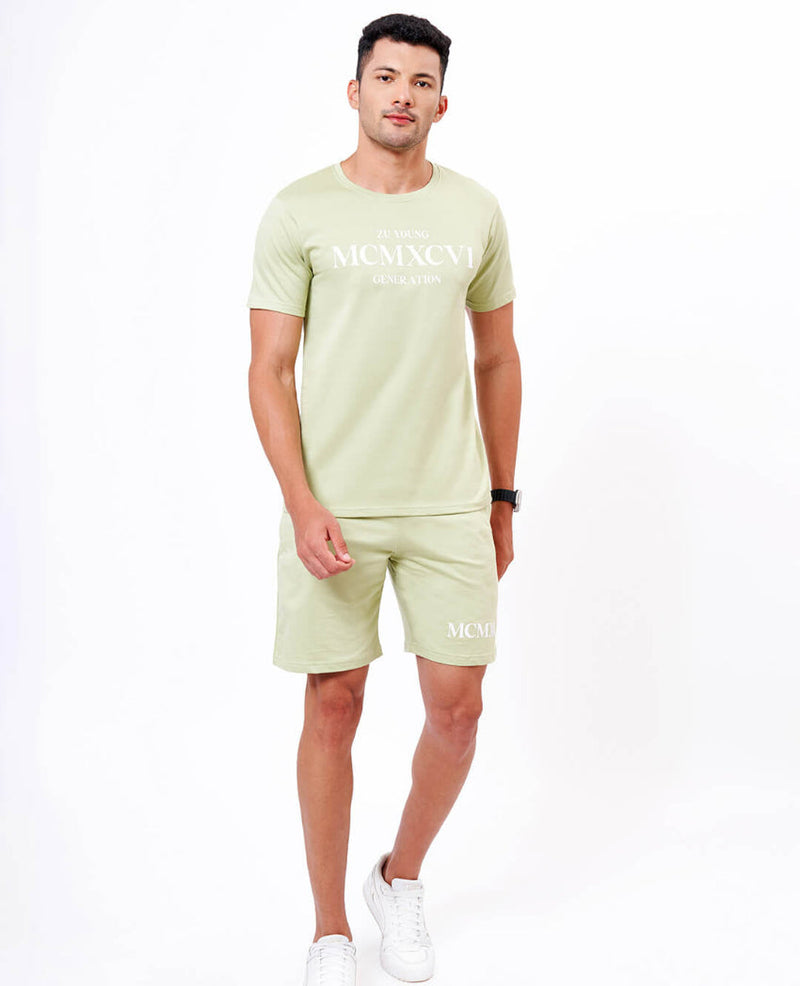 Half Sleeve Typography T-Shirt And Shorts Co Ord Set