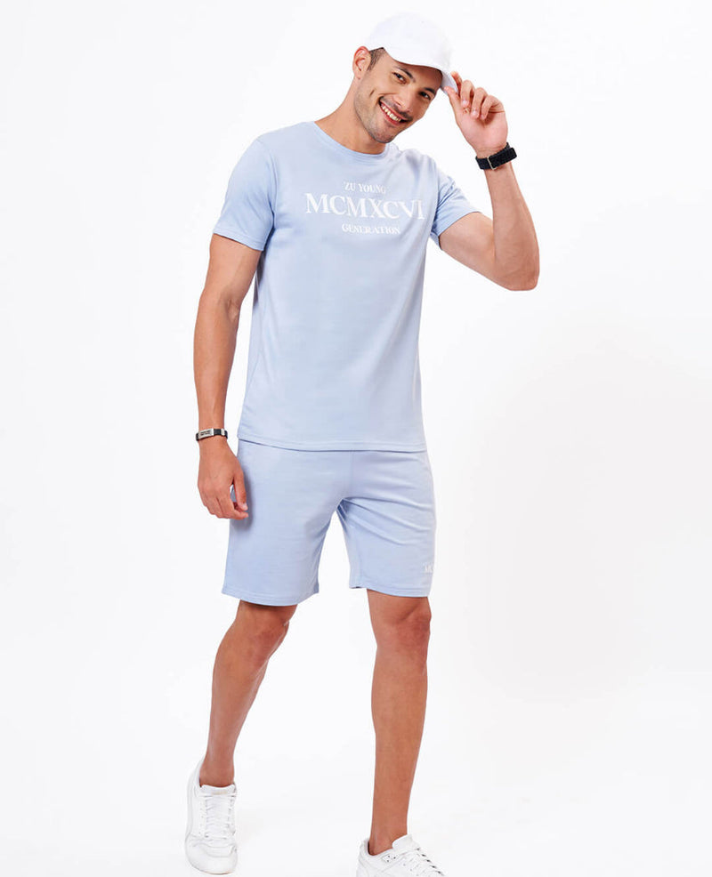 ZU Men's Half Sleeve Typography Co-ord Set