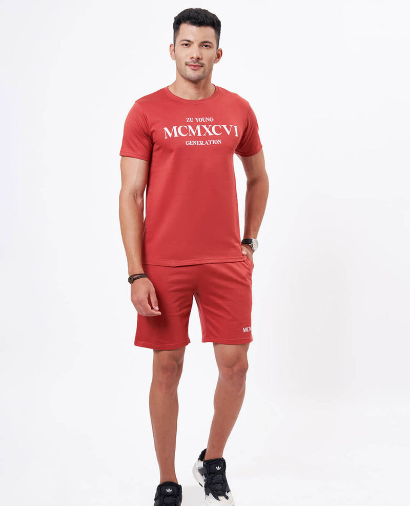 ZU Men's Half Sleeve Typography Co-ord Set